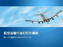 Modello di diapositiva con aeroplano che vola sullo sfondo del cielo