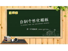 Classroom blackboard and chalk word background education learning PPT template