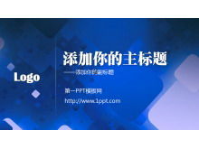 Template PPT bisnis teknologi dengan latar belakang grafis biru