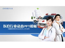 Template PPT darurat rumah sakit dengan latar belakang ambulans dokter