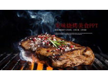 Barbecue barbecue background dining food PPT template free download