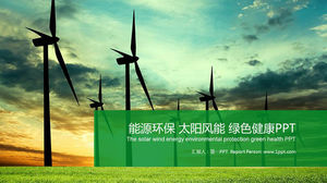 Tenaga angin hijau, energi baru, template PPT, unduh gratis
