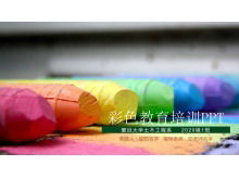 Color oil pastel background children's education training PPT template