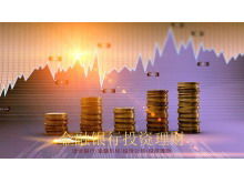 Investitions- und Finanz-PowerPoint-Vorlage mit Währungs- und Trenddiagrammhintergrund