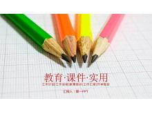 Kolorowy ołówek edukacja w tle edukacja nauczyciel otwarta klasa szablon PPT