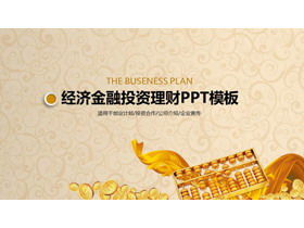 Template PPT manajemen keuangan investasi keuangan dengan latar belakang sempoa koin emas