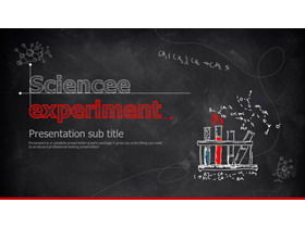Modelo de material didático PPT de experimento de química científica pintado à mão em giz vermelho quadro-negro