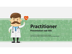 Green cartoon doctor background médico hospital modelo PPT download grátis