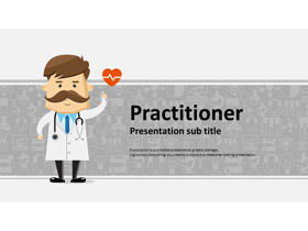 Gray cartoon doctor background medical hospital PPT template free download