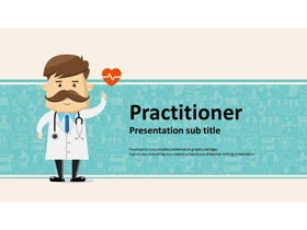 Blue cartoon doctor background medical hospital PPT template free download