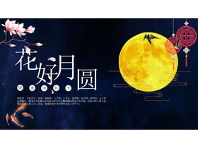 Flower and Moon Mid-Autumn Festival PPT template free download