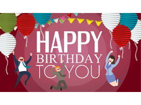 Happy company colleague birthday wishes PPT template