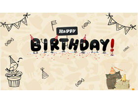 Plantilla PPT de feliz cumpleaños con fondo de dibujos animados Totoro