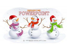 เทมเพลต PPT คริสต์มาสที่มีพื้นหลังตุ๊กตาหิมะน่ารักสามตัว