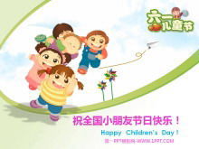 Cartoon children's day slideshow template with flying hope theme