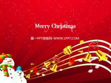 Download del modello di presentazione di buon Natale con sfondo di pupazzo di neve con nota musicale