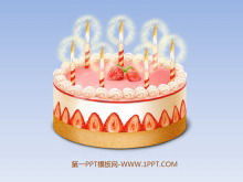 Modelo de apresentação de slides de feliz aniversário com fundo de animação PPT de bolo de aniversário dinâmico