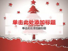 Modello PowerPoint - Natale su sfondo rosso albero di pino