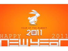 橙色兔子新年幻灯片模板下载