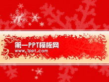 Красный фон снежинки Рождество скачать шаблон PPT