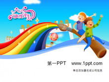Exquisite cartoon children's day PPT template download