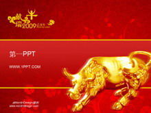 Latar belakang Taurus ox template PPT Tahun Baru Cina