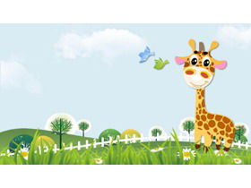 Cute cartoon żyrafa PPT obraz tłaŚliczne kreskówki żyrafa PPT obraz tła