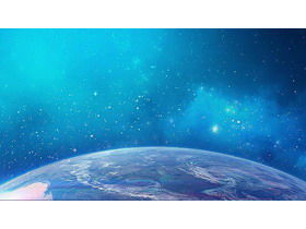 簡約藍色星空星球PPT背景圖片