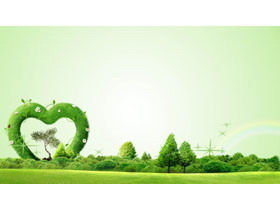 Green grass green tree PPT background picture