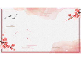 5 imágenes de fondo PPT de flor de ciruelo de tinta rosa