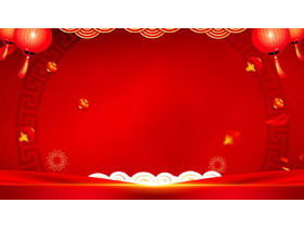 紅色喜慶新年主題PPT背景圖片免費下載