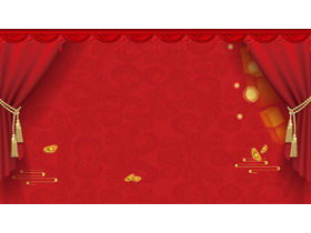Red curtain new year's day new year PPT background image
