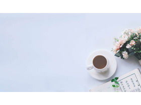 Imagen de fondo PPT del libro de flores de la taza de café simple