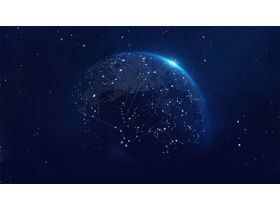 4 images d'arrière-plan PPT planète en pointillé bleu avec un sens de la technologie