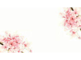 5 pembe suluboya şeftali çiçeği PPT arka plan resimleri