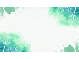 Grünes Aquarellbäume-PPT-Hintergrundbild