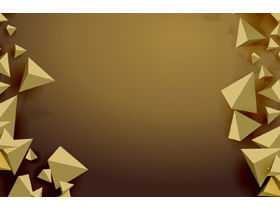 金色の立体三角形のPPT背景画像