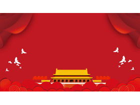 兩張紅色喜慶國慶PPT背景圖片