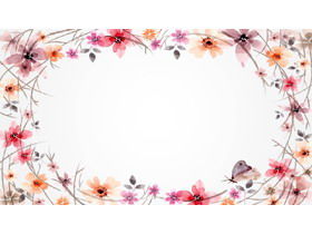 Due immagini di sfondo PPT di fiori ad acquerello a colori caldi