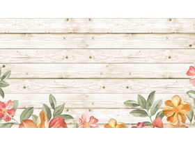 Wood grain watercolor flower PPT background picture