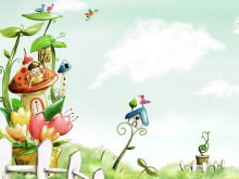 Mushroom house cartoon PPT background picture