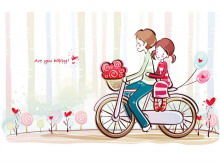 Love cartoon PPT background picture