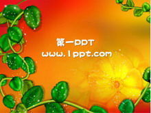 Șablon de fundal PPT de plante de desene animate de fundal roșu