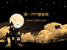 Cartone animato strega sorvolando il cielo notturno immagine di sfondo PPT