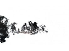 Pintura a tinta "Cavalo" Imagem de fundo do PowerPoint em estilo chinês