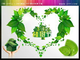 Yeşil yaprak aşk deseni 3.12 Arbor Day PPT malzemesi
