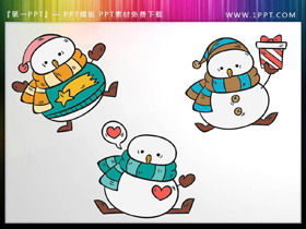 11 cute cartoon snowman PPT material