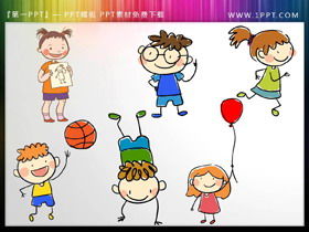 6 drăguț desen animat pictat manual pentru copii PPT material