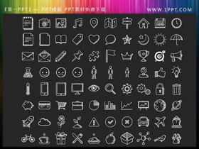 80 materiais de ícone PPT de estilo desenhado à mão comumente usados