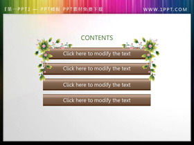 PPT catalog material with green vines and brown crystal buttons